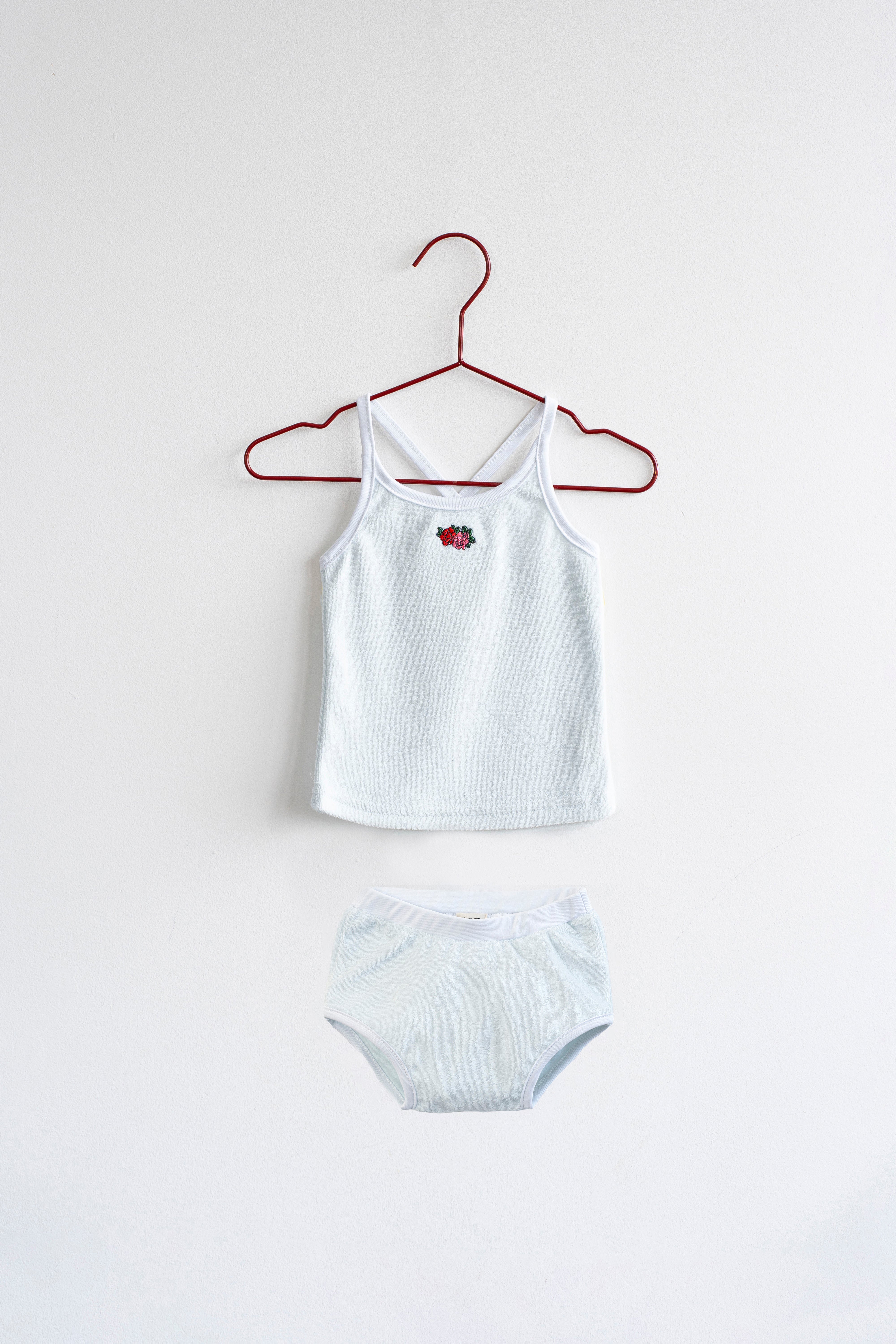 Blue Terry Floral Tank Set