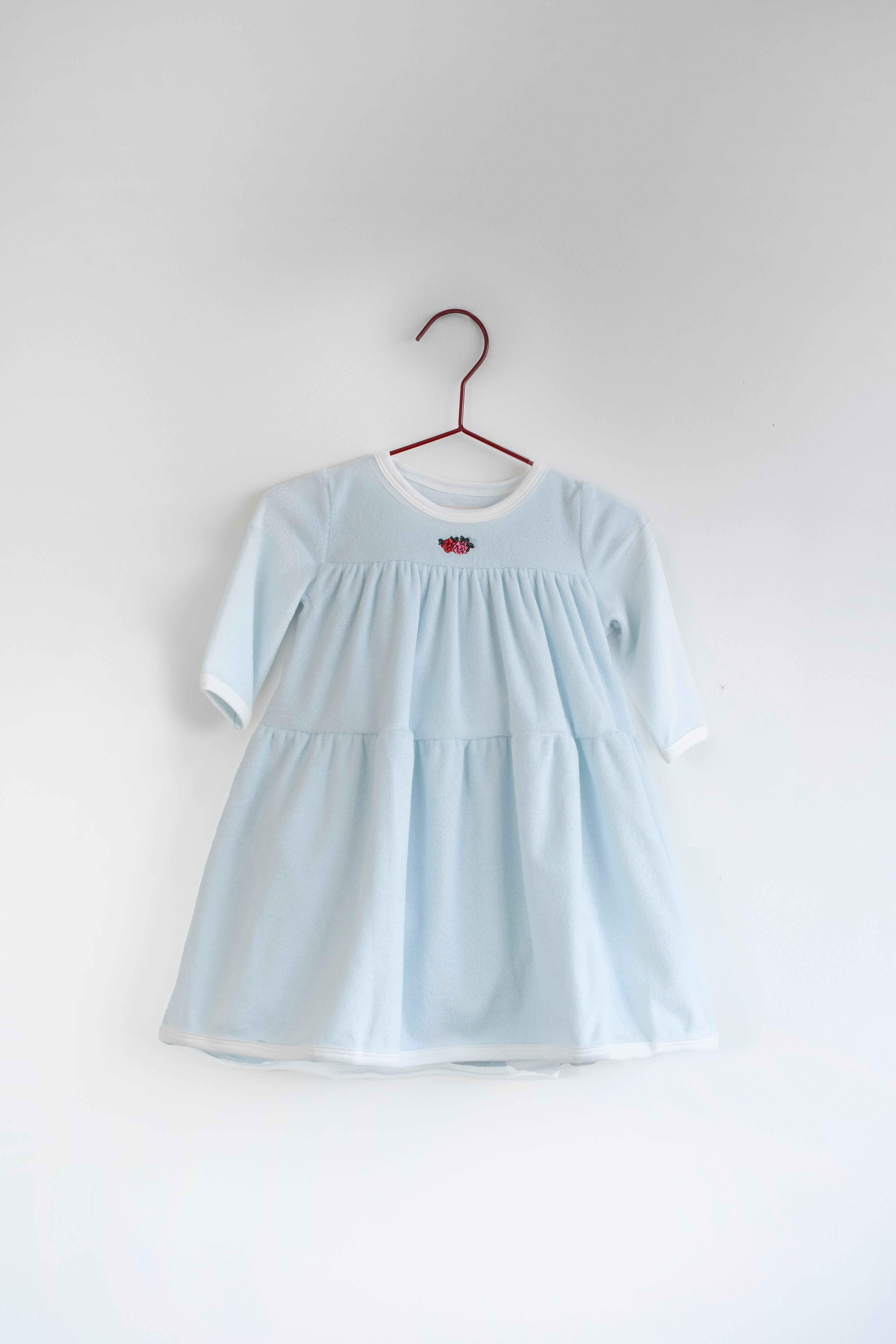 Blue Terry Long Sleeve Dress