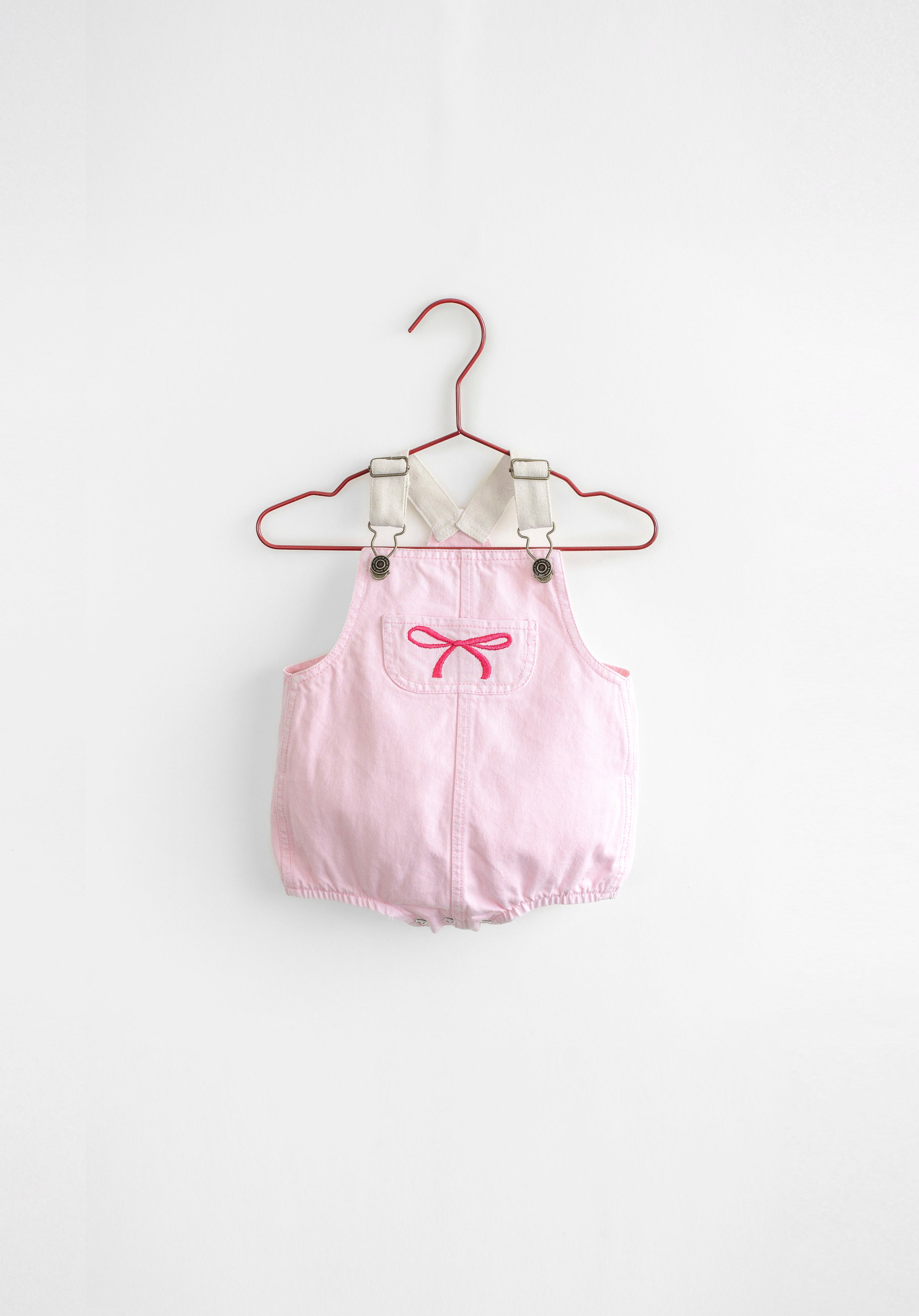 Pink Bow Barrel Romper