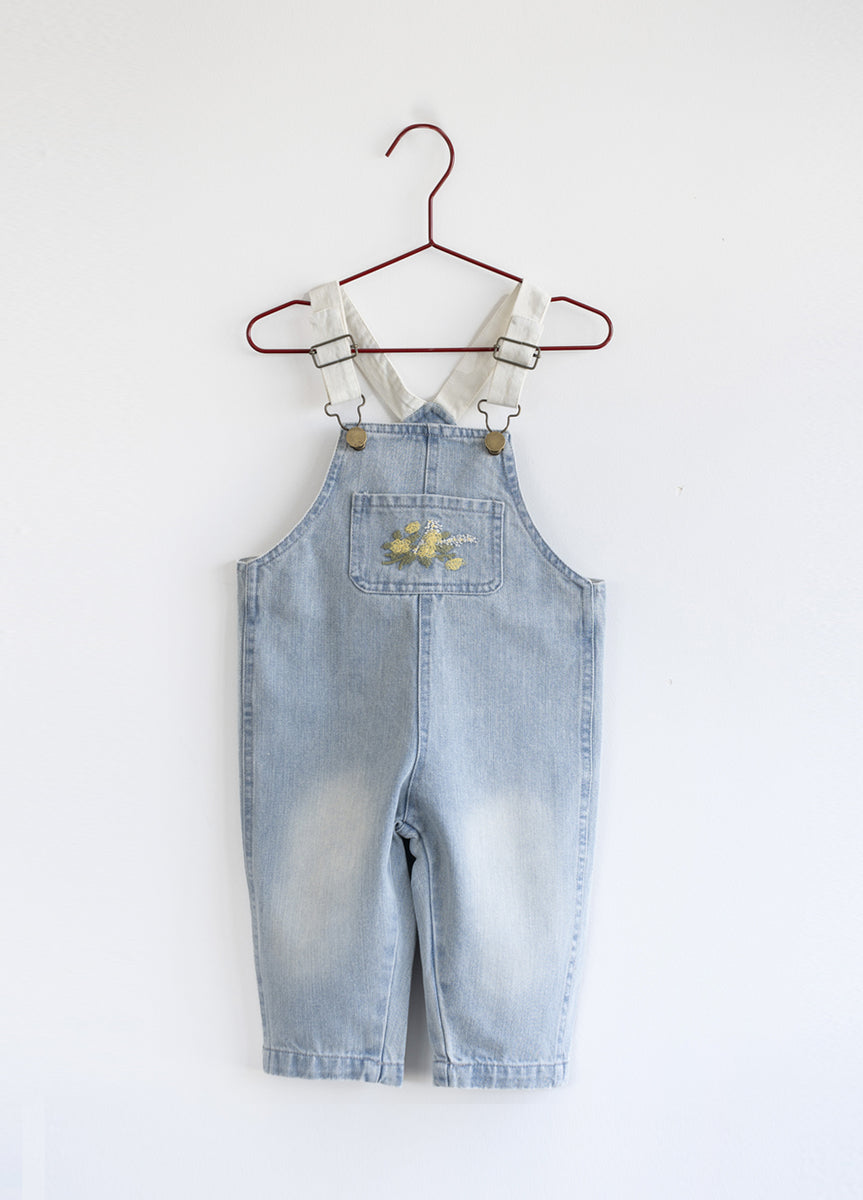 Distressed Denim Barrel Overalls